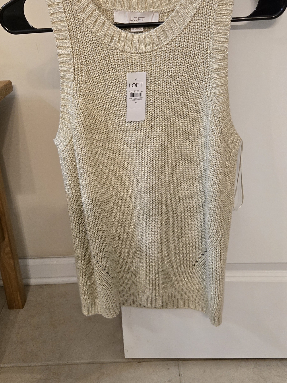 LOFT Shimmer Halter Sweater Tank Top - Gold